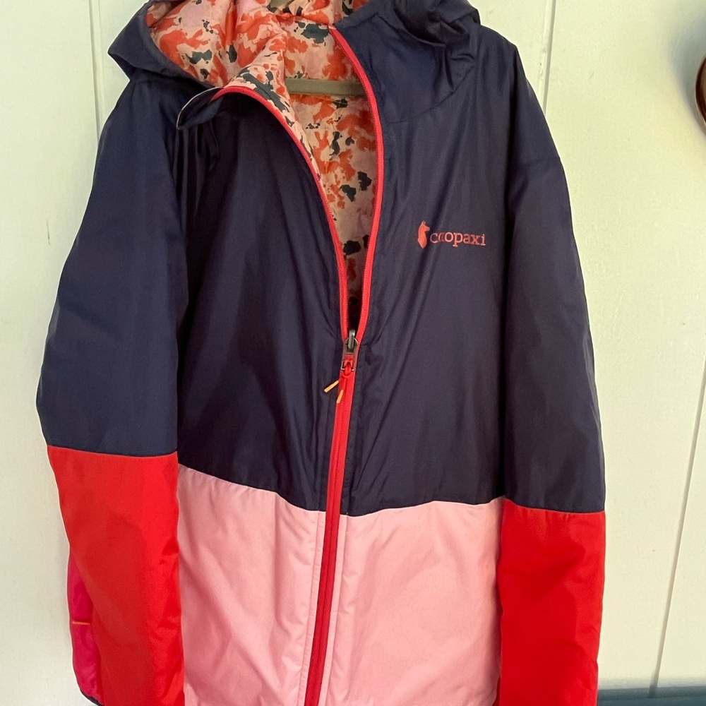 Cotopaxi Reversible Colorblock Raincoat Light Puffer Blue Red